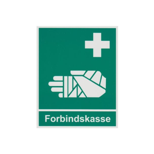 Frstehjlpsskilt - Markering af Forbindskasse med tekst
