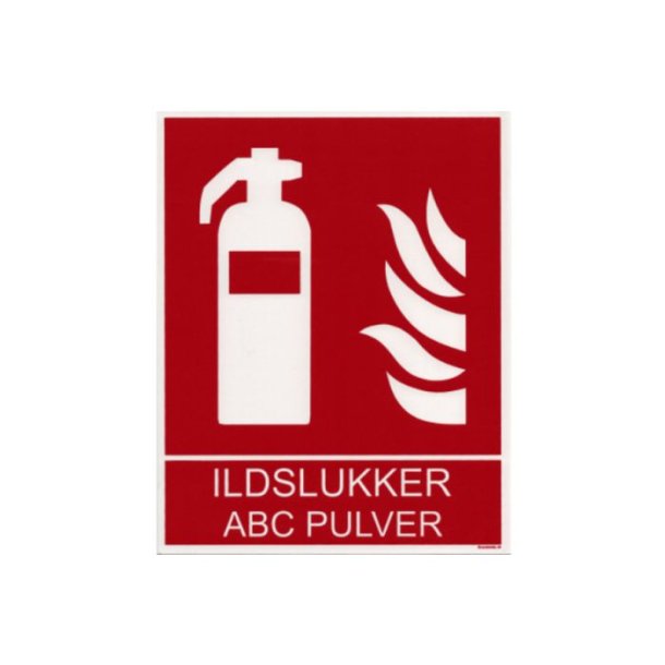 Brandskilt - Ildslukker m/tekst Ildslukker ABC Pulver