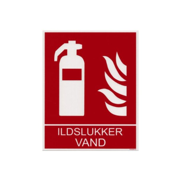 Brandskilt - Ildslukker m/tekst Ildslukker Vand